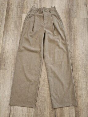 Urban Outfitters Womens XS Tan Wide Leg Pleated Pants High Rise Trouser Casual